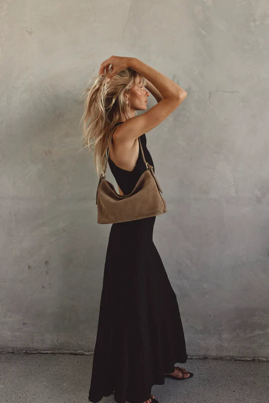 Eden Brown Suede Shoulder Bag