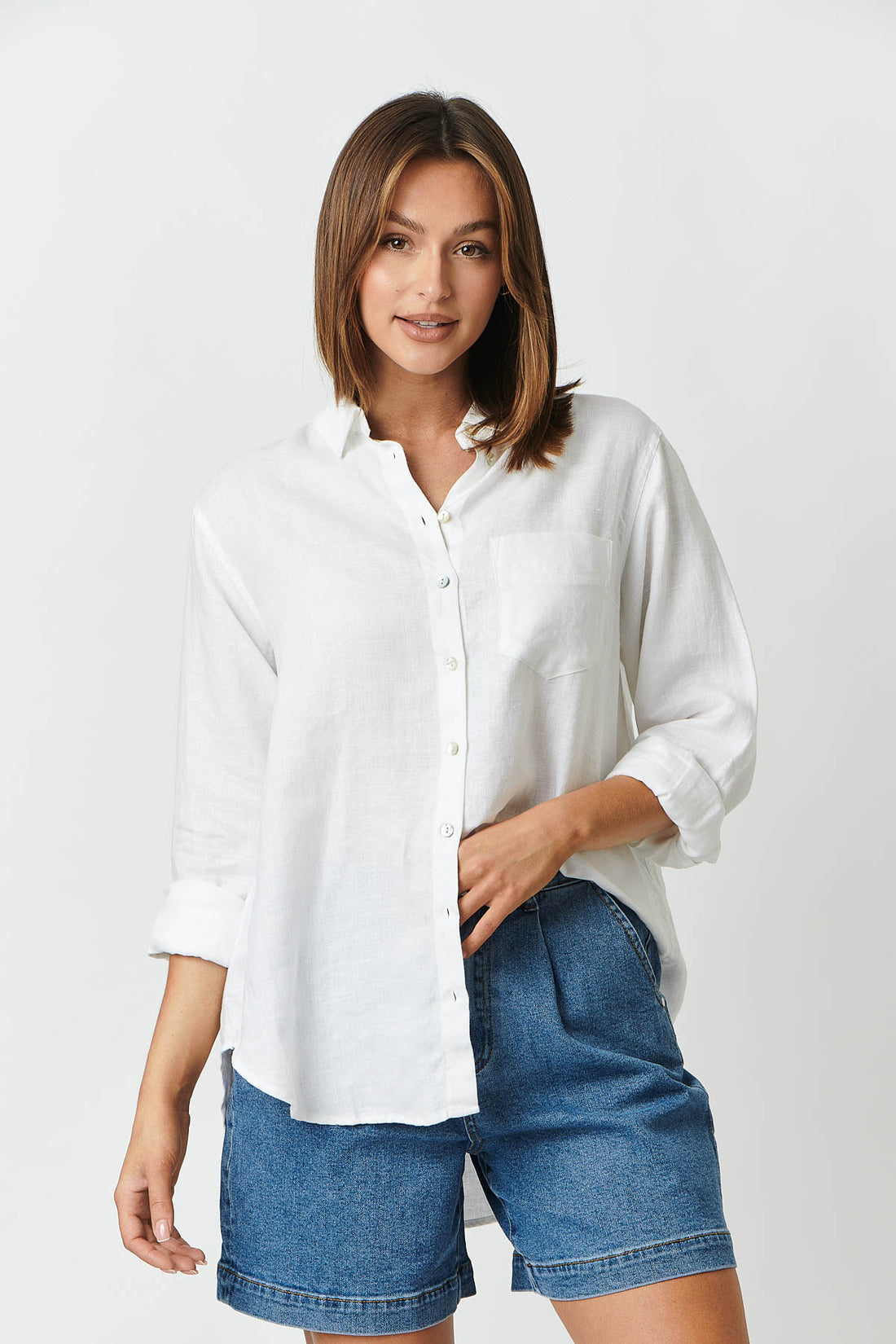 Linen Boyfriend Shirt - White