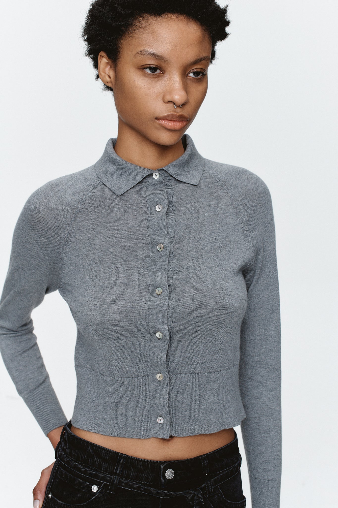 Foundations Cardigan - Grey Marle