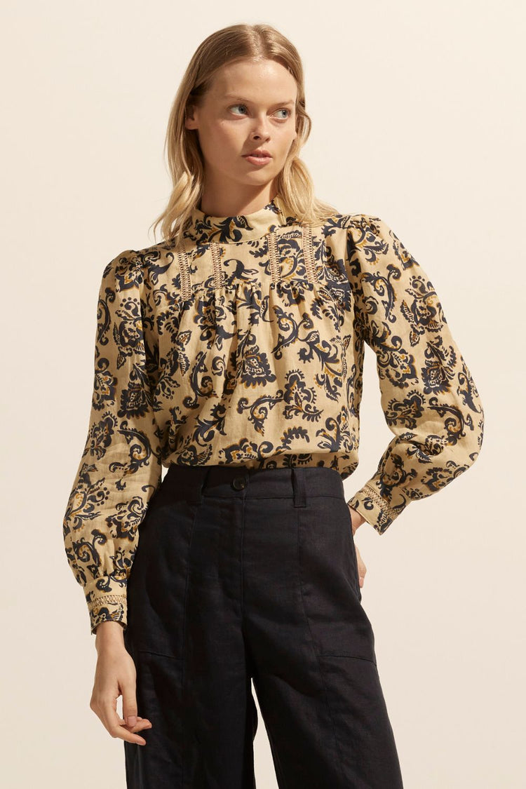 Faze Top - Ochre Floral