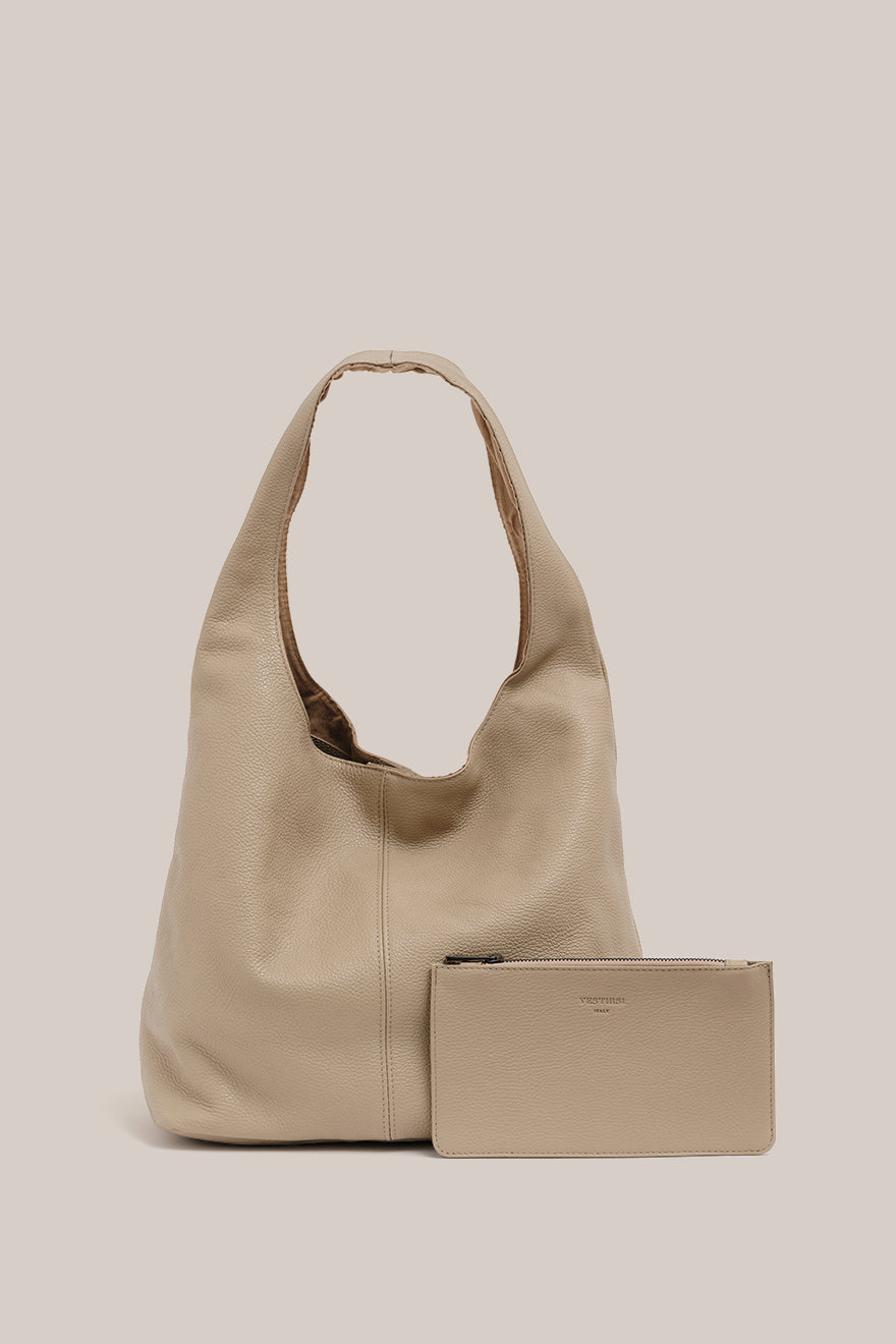 Scarlett Beige Leather Hobo