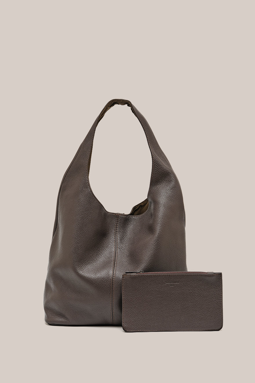 Scarlett Dark Chocolate Leather Hobo