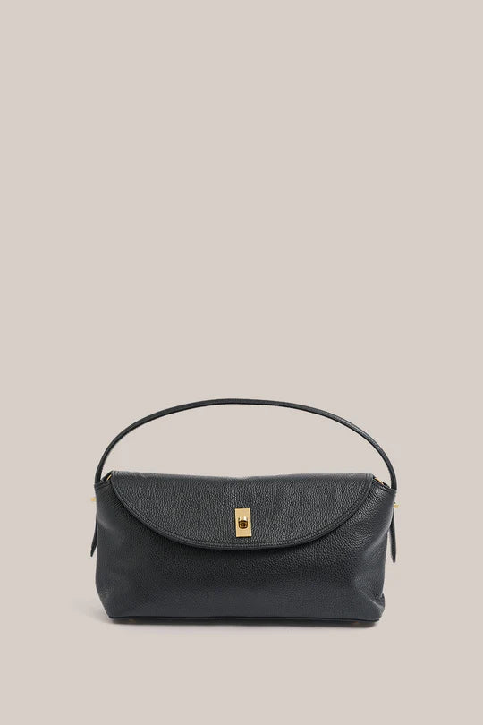 Sloane Large Black Leather Top Handle Crossbody