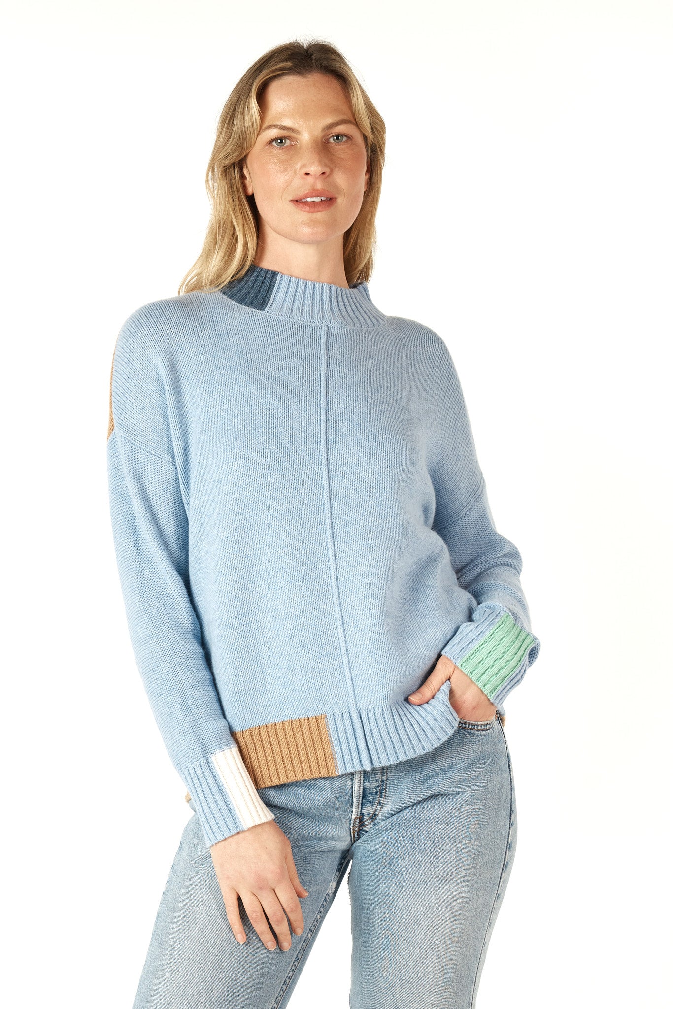 ZP7108 - Colour Block Jumper - Mist