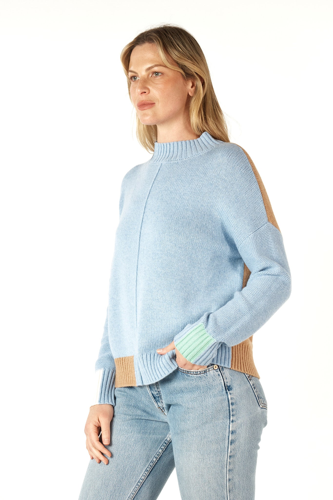 ZP7108 - Colour Block Jumper - Mist