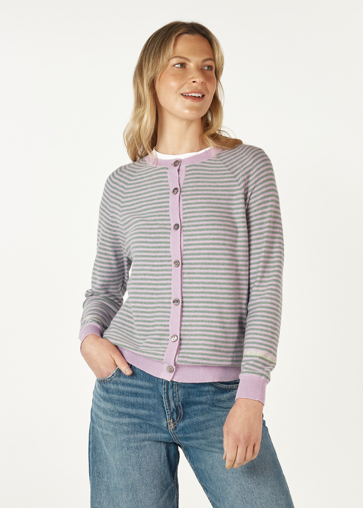 ZP7148 -  Essential Stripe Cardigan - Lilac