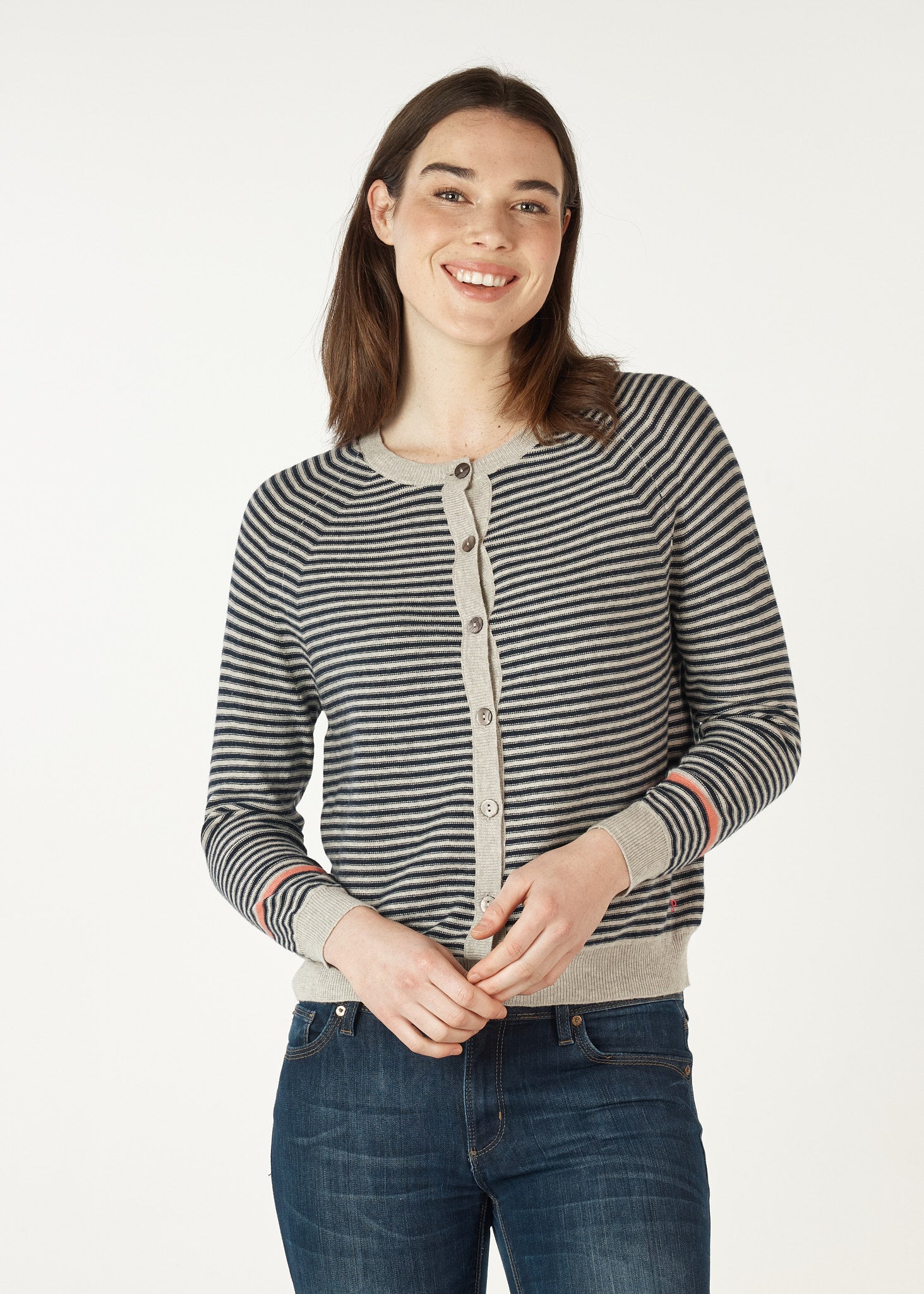 ZP7148 - Essential Stripe Cardigan - Lt Marle