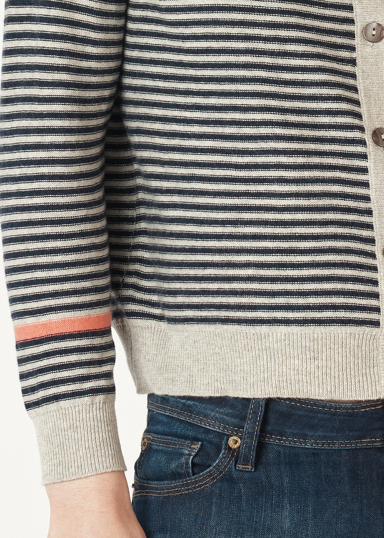 ZP7148 - Essential Stripe Cardigan - Lt Marle