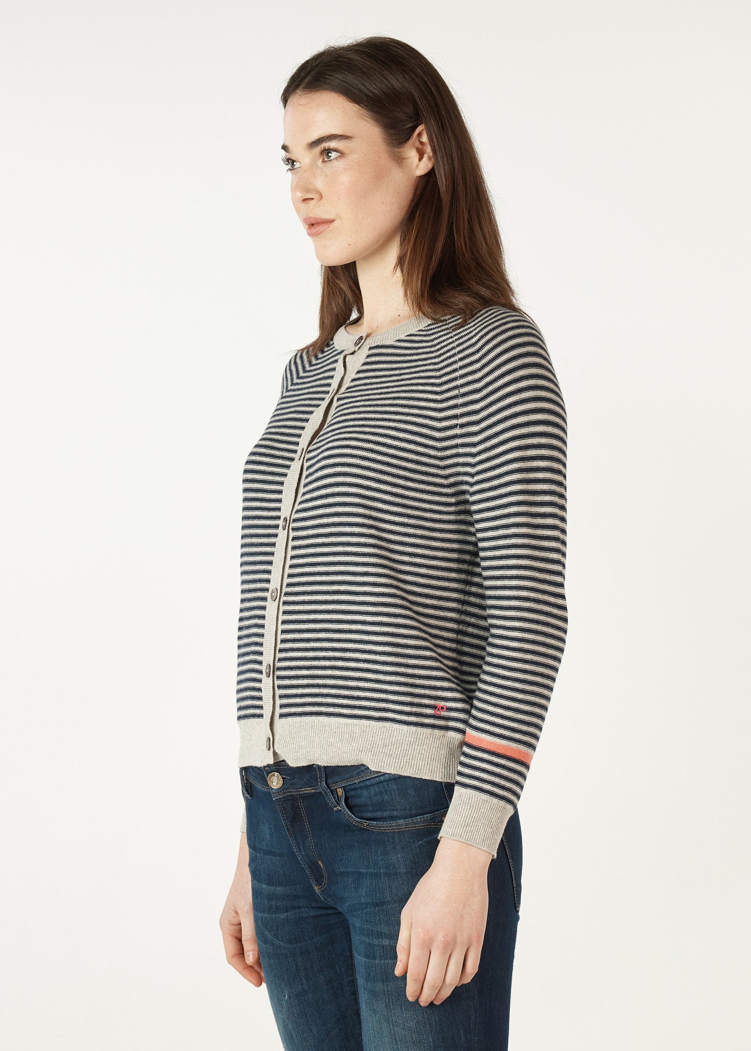 ZP7148 - Essential Stripe Cardigan - Lt Marle