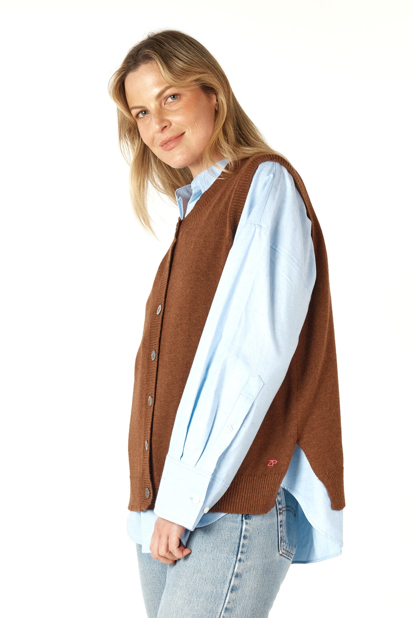 ZP7152 - Essential Button Vest - Coffee