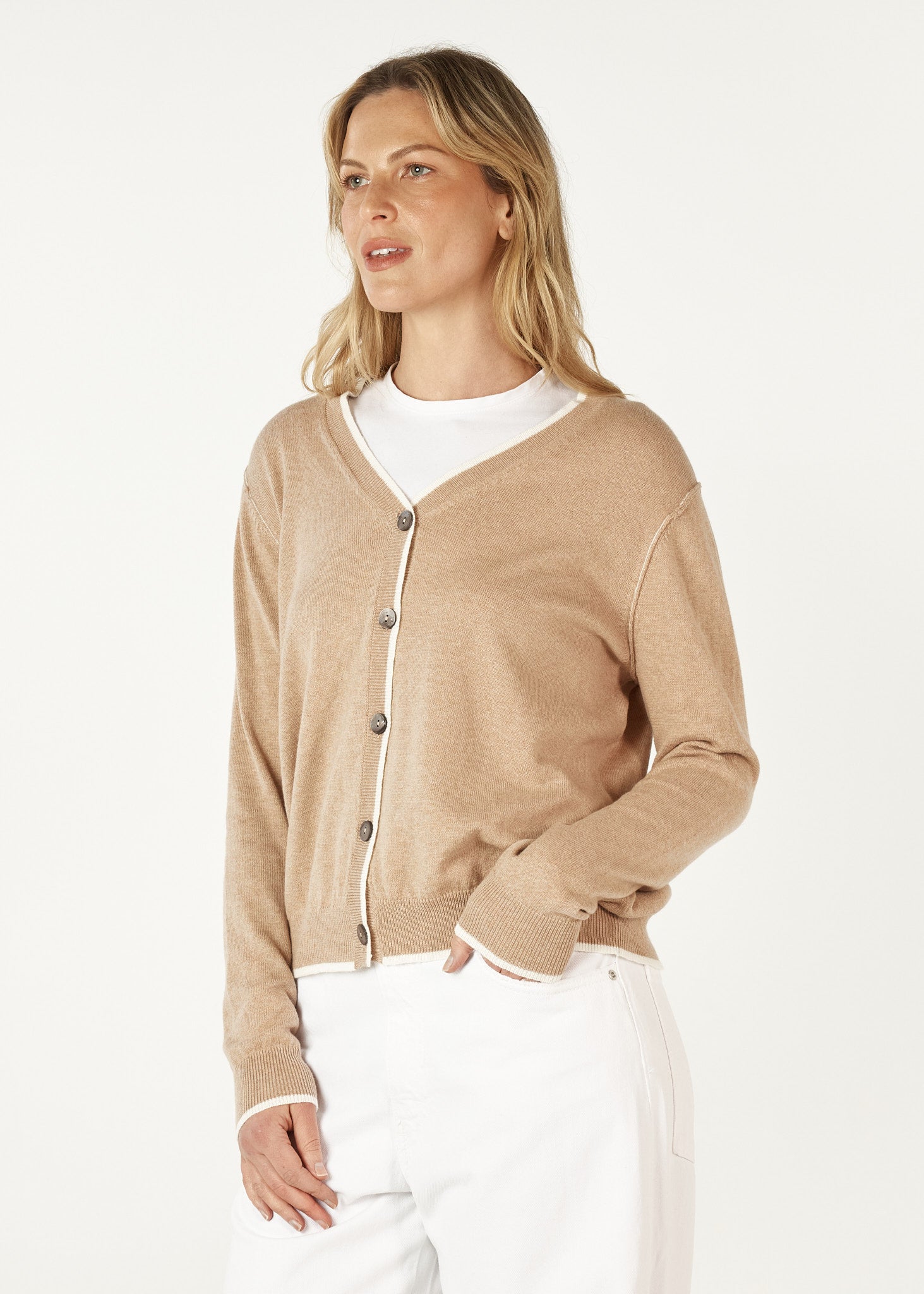 ZP7154 - Essential V Cardigan - Oat