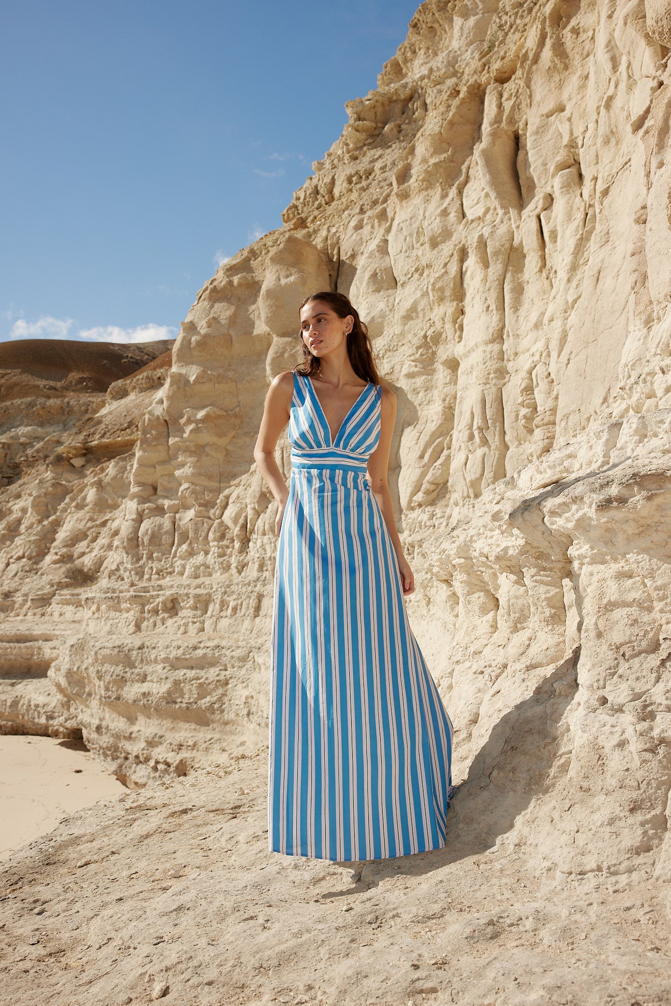 Betty Dress in Ocean Depth / Seashell Stripe