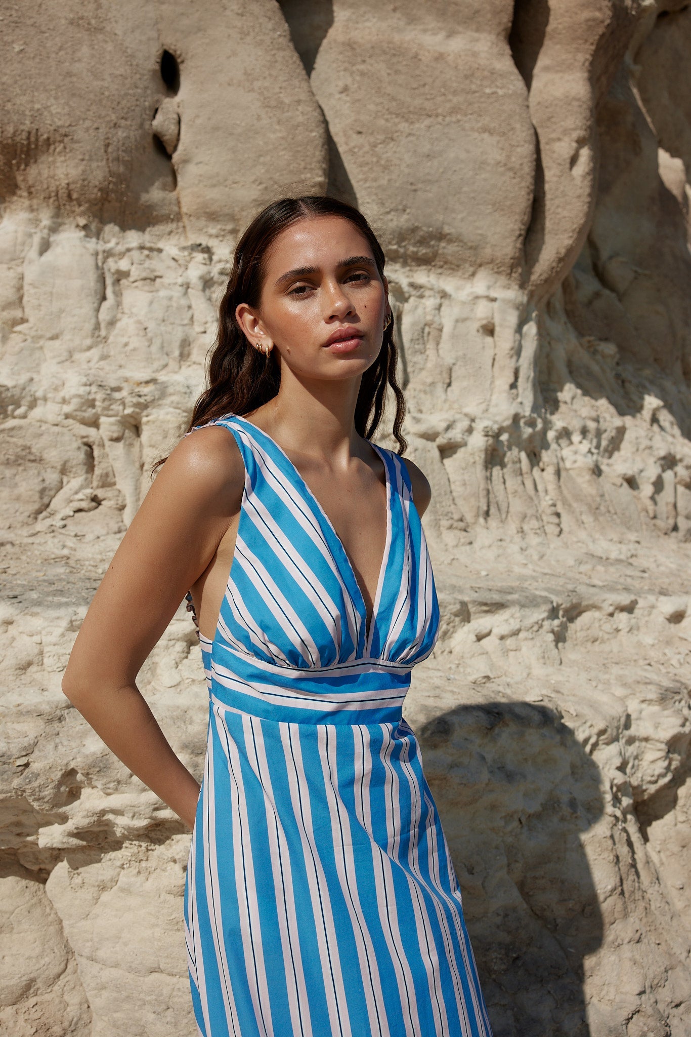 Betty Dress in Ocean Depth / Seashell Stripe