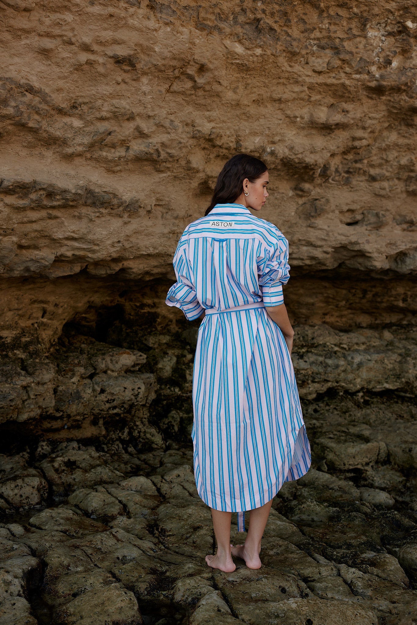 Billy Dress - Ocean Depth Seashell Stripe