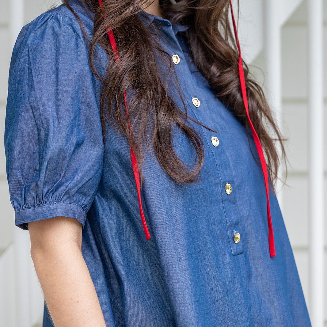 Chambray Cotton Shirt Dress