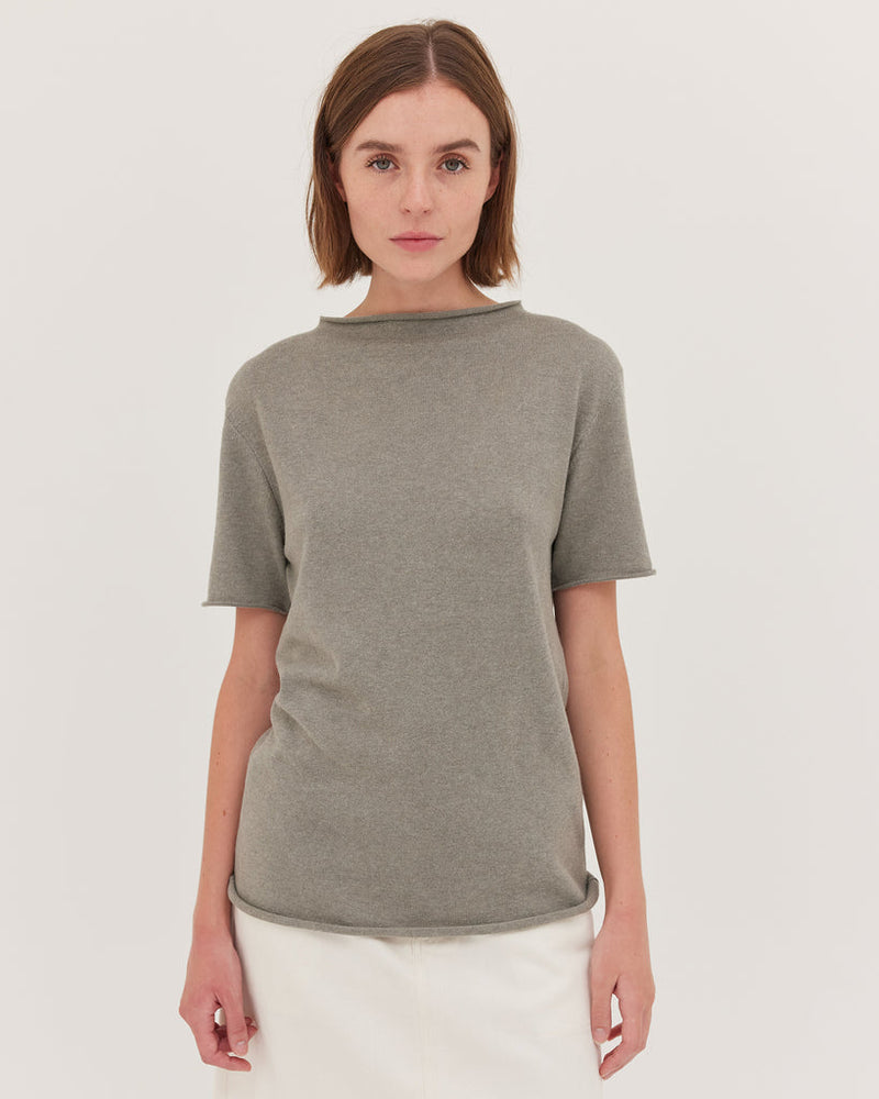 The Funnel Neck Tee - Eucalypt